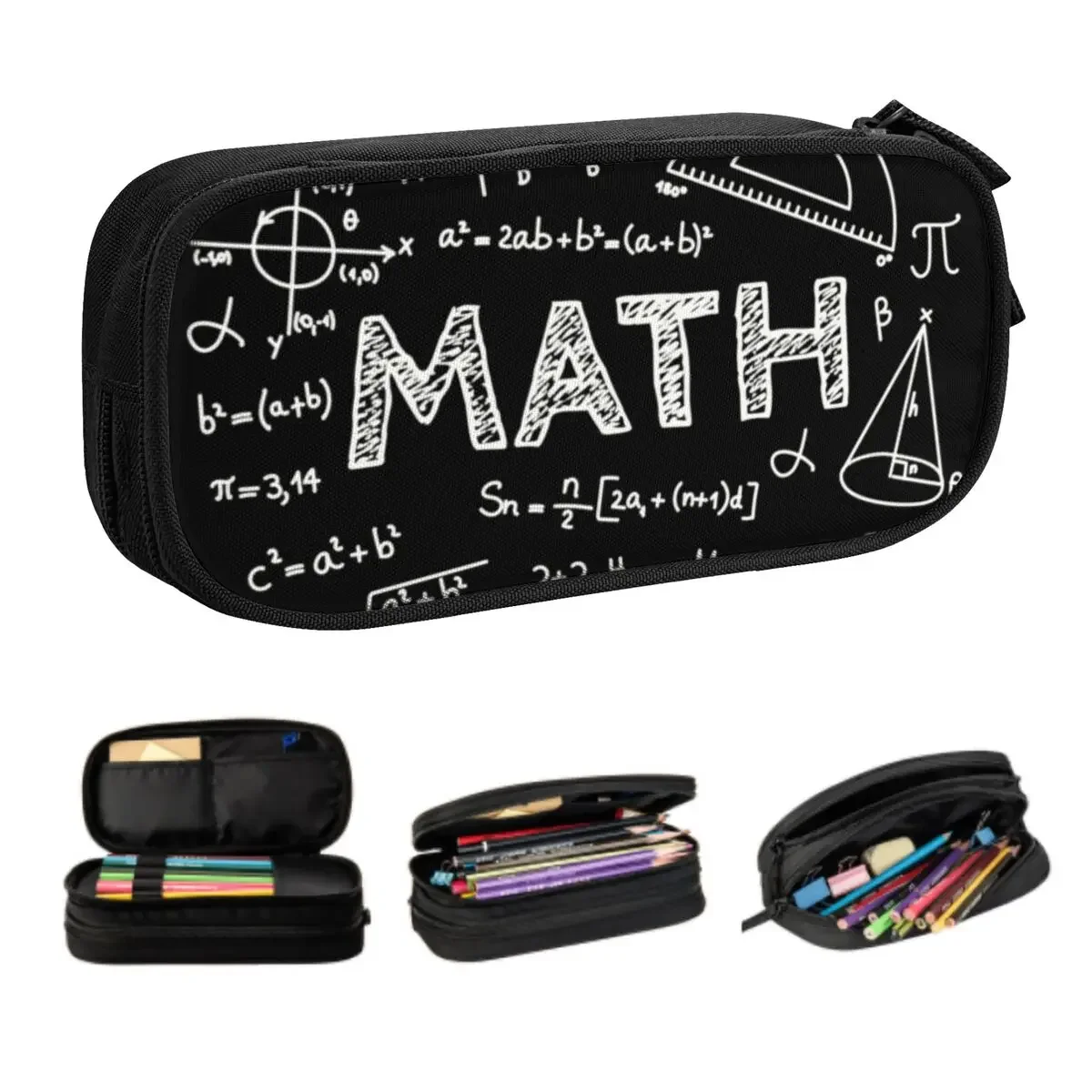 Custom Cute Physicist Math Teacher Pencil Case for Boys Gilrs Large Storage Nerd Mathematician Pencil Bag School Accessories