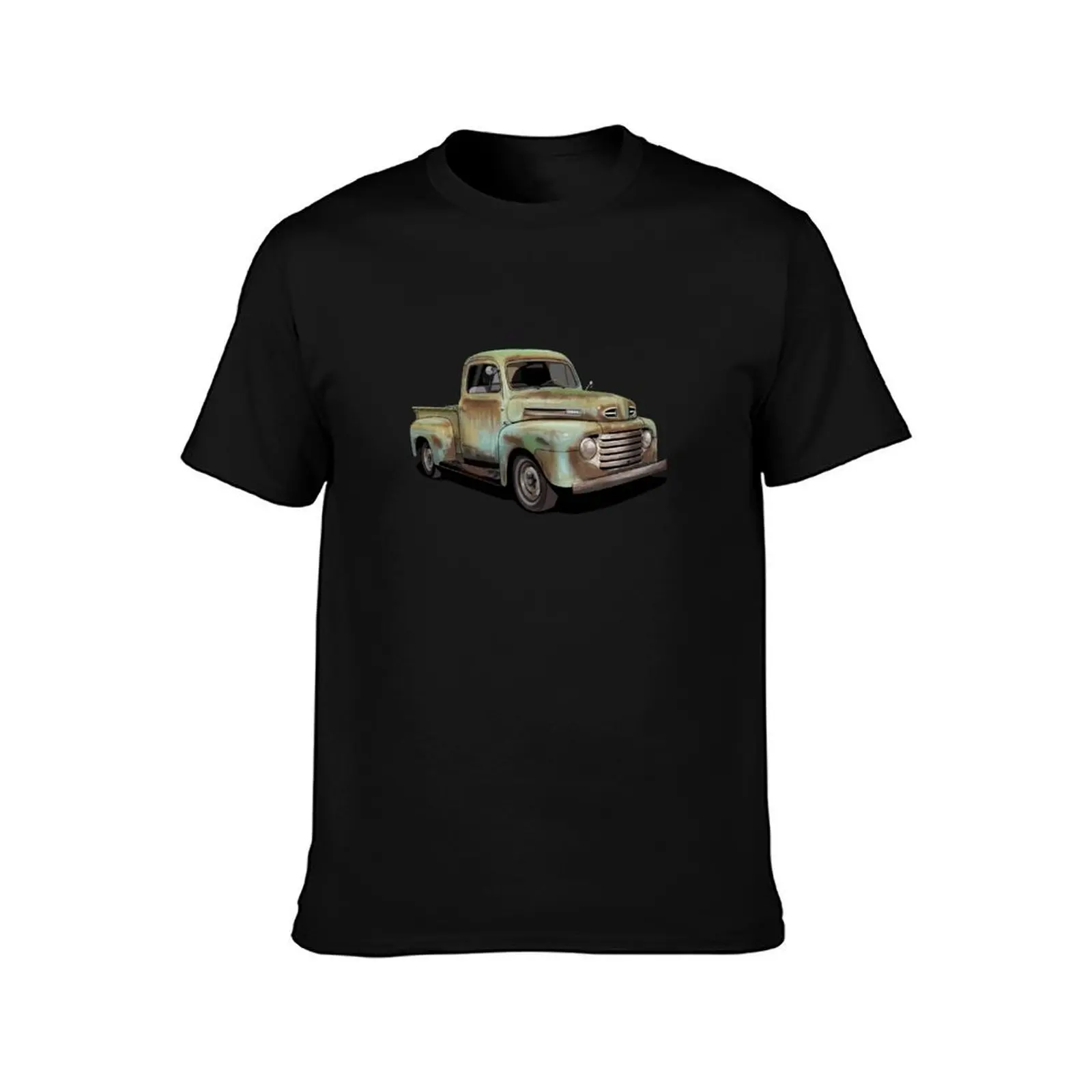 Rusty 1950 Ford F1 Pickup Truck in light blue T-Shirt Funny t-shirts shirts graphic tees mens t shirt graphic