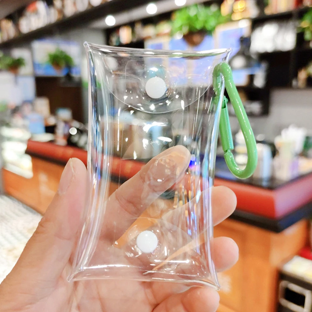 Anime Badge Display Box Mini Doll Bag With Colored Keychain Button Fashion Organizer Box Thicken Transparent Storage Pouch