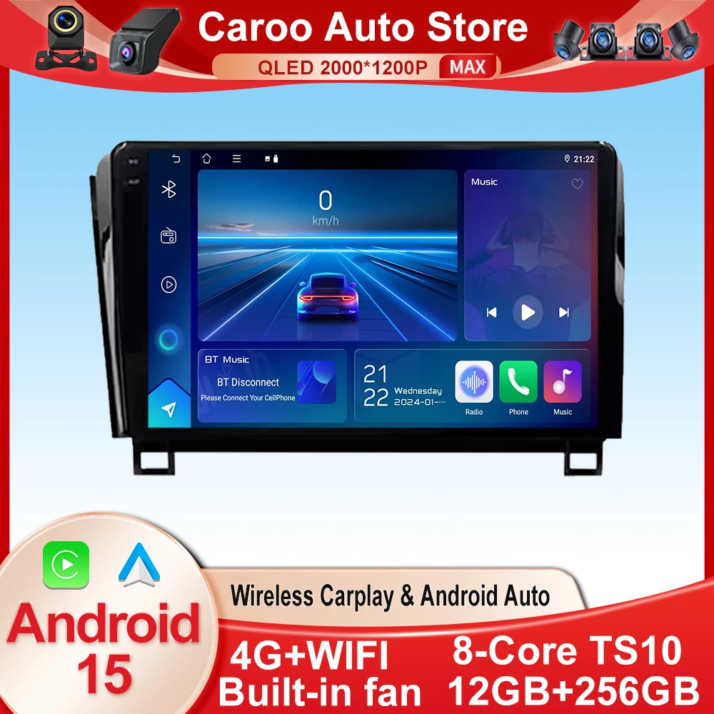 Android 15 para Toyota Tundra XK50 2007 - 2013 Sequoia XK60 2008 - 2017 Radio de coche reproductor de vídeo Multimedia pantalla de navegación Auto
