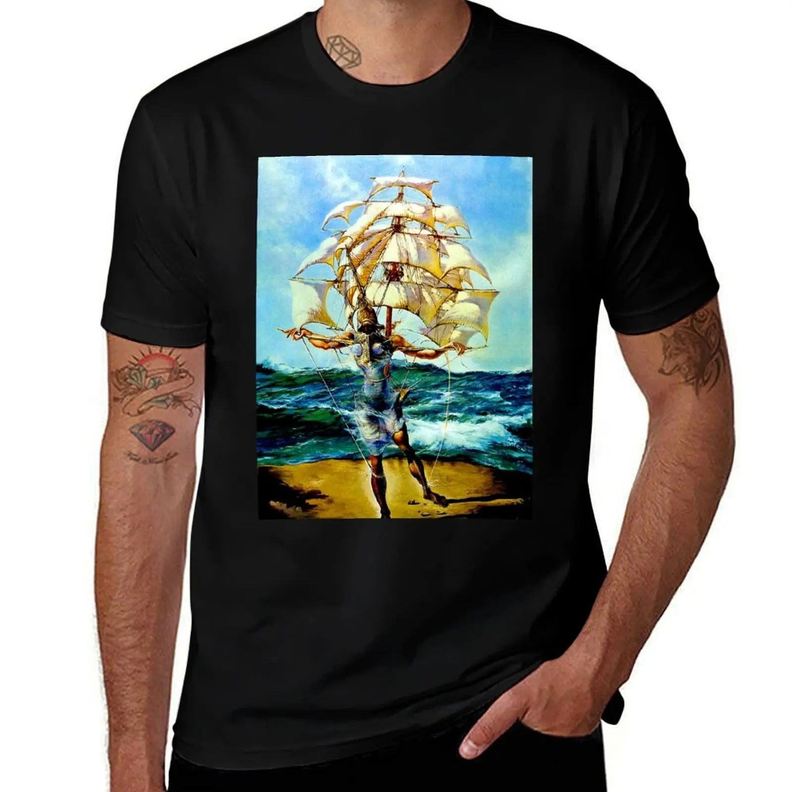 

THE SHIP : Vintage Abstract Fantasy Painting Print T-Shirt Funny t-shirt custom t shirt quick-drying mens t shirts top quality