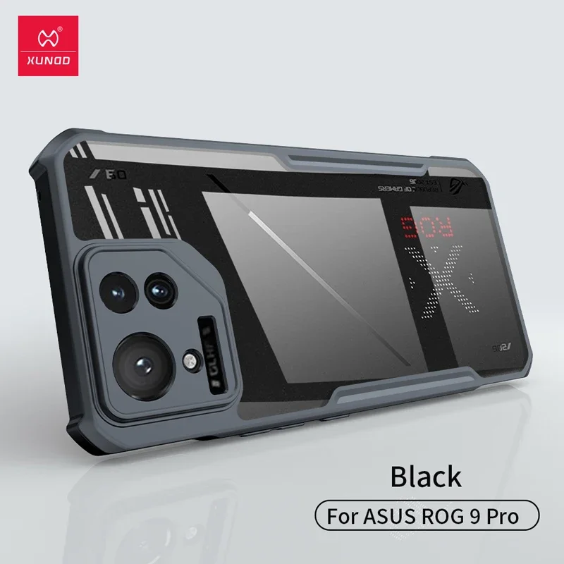 Xundd لهاتف ASUS ROG Phone 9 Pro حافظة شفافة مضادة للصدمات من البولي كربونات + غطاء خلفي بإطار من البولي يوريثان لهاتف Rog Phone 9 الشكول