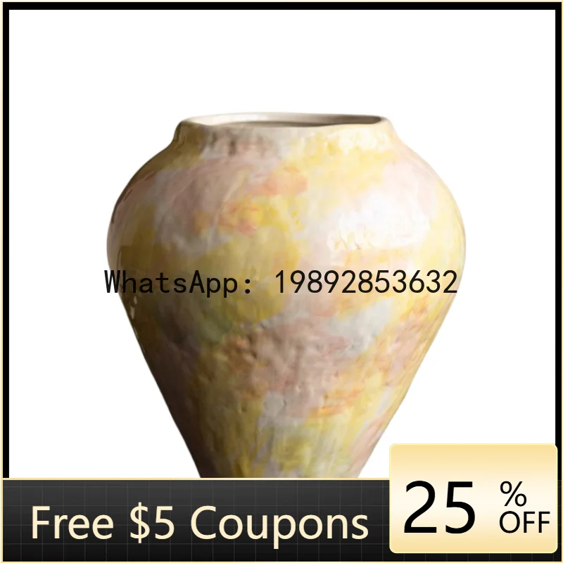 

Ceramic Vase Handmade Earthenware Pot Flower Vase Flower Arrangement Accessories Retro Flowerpot Home Decoration Accessories