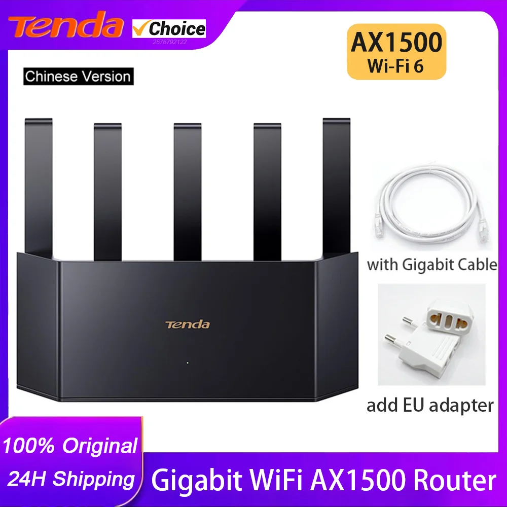 

Tenda 5Ghz AX1500 WiFi 6 Router Dual Band 2.4G/5GHz Wi-Fi Signal Amplifier Long Range Network APP Easy Set Parental Control