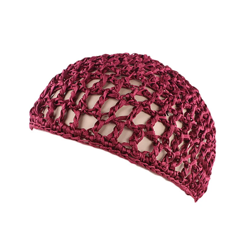 1 PCS New Women\'s Mesh Hair Net Crochet Cap Solid Color Snood Sleeping Night Cover Turban Hat Popular Casual Beanie Chemo Hats