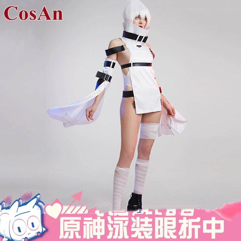 

CosAn Game NieR Reincarnation Cosplay Costume Lovely White Battle Dress Female Activity Party Role Play Clothing