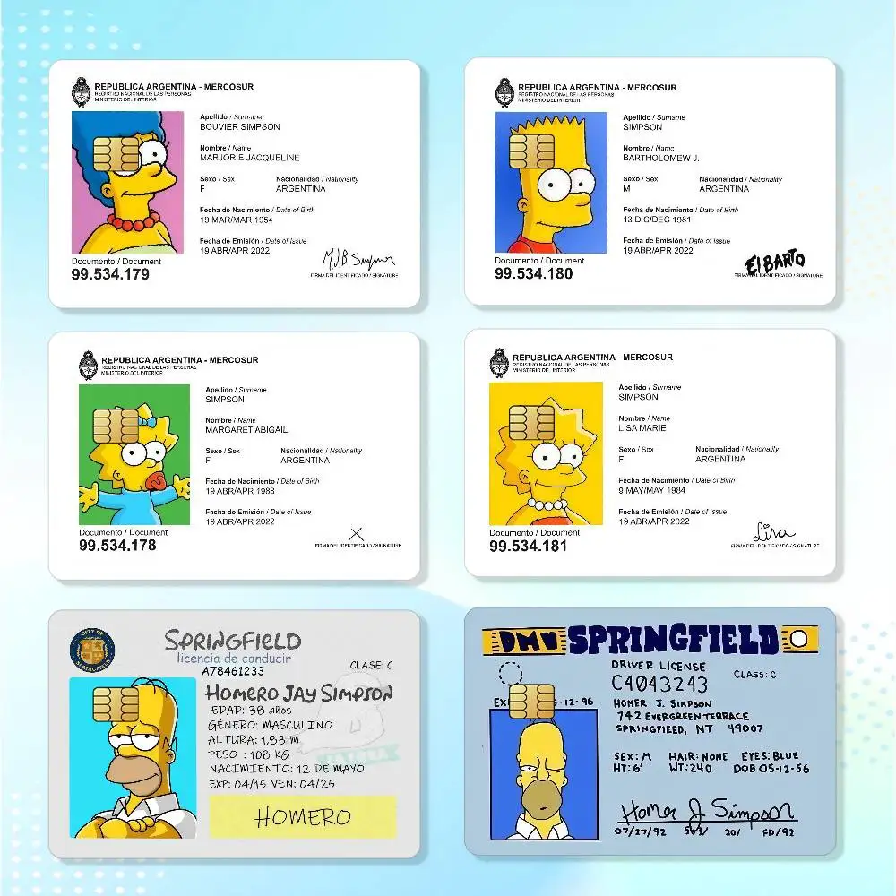 ID S-simpsons Cartoon Waterproof Card Stickers For Credit Cards Debit Cards And Transit Cards 4pcs