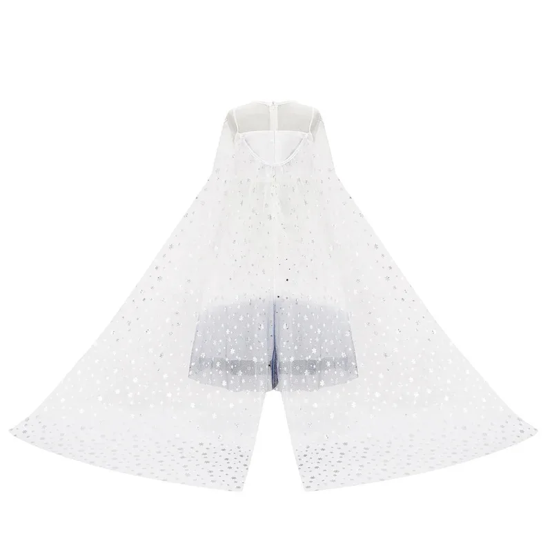 เด็กคอสเพลย์ชุดเจ้าหญิงสาวราชินีหิมะสีขาวแฟนตาซีเด็กงานแต่งงานแขนยาวปลอมตัวฮาโลวีนเอลซ่าชุด hg.k85