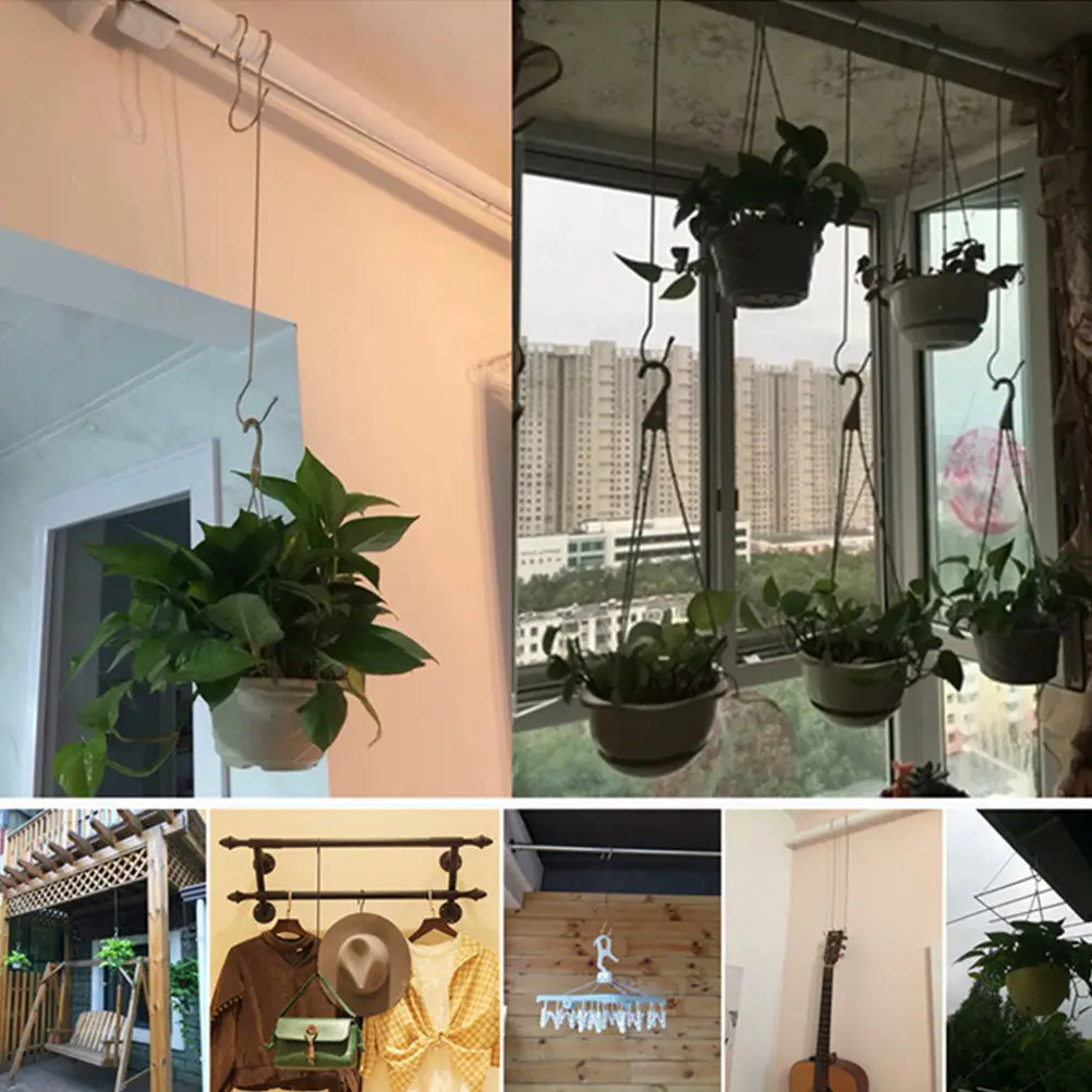 10pcs Heavy-Duty S-Shaped Hanging Hooks for Flower Baskets, Plants, Bird Feeders & Tree Branches