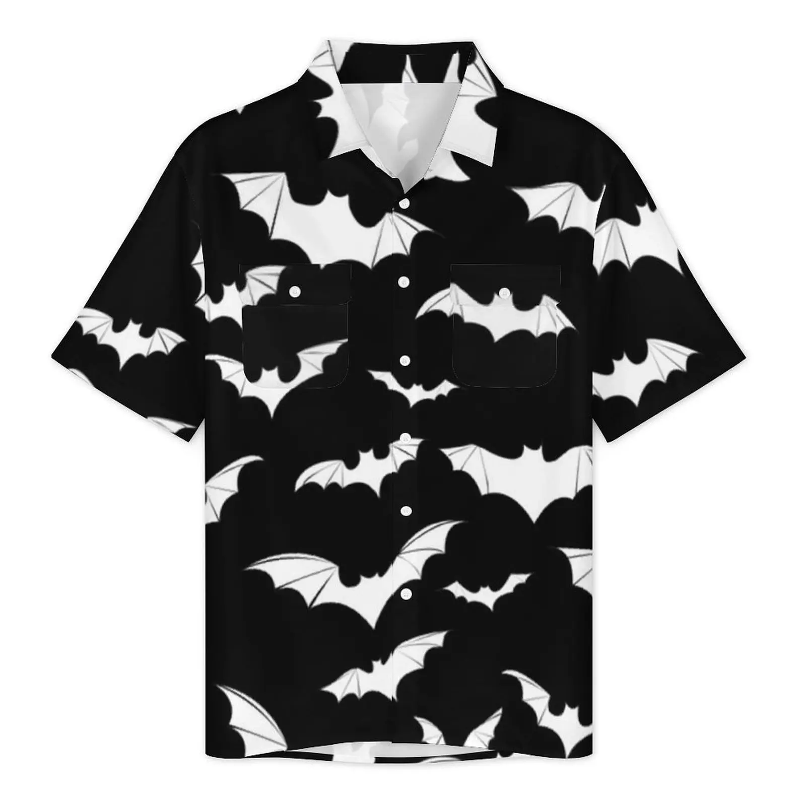 Hawaii Shirt Beach White Bat Blouses Flying Bats Art Retro Casual Shirts Mens Short-Sleeved Streetwear Oversize Top