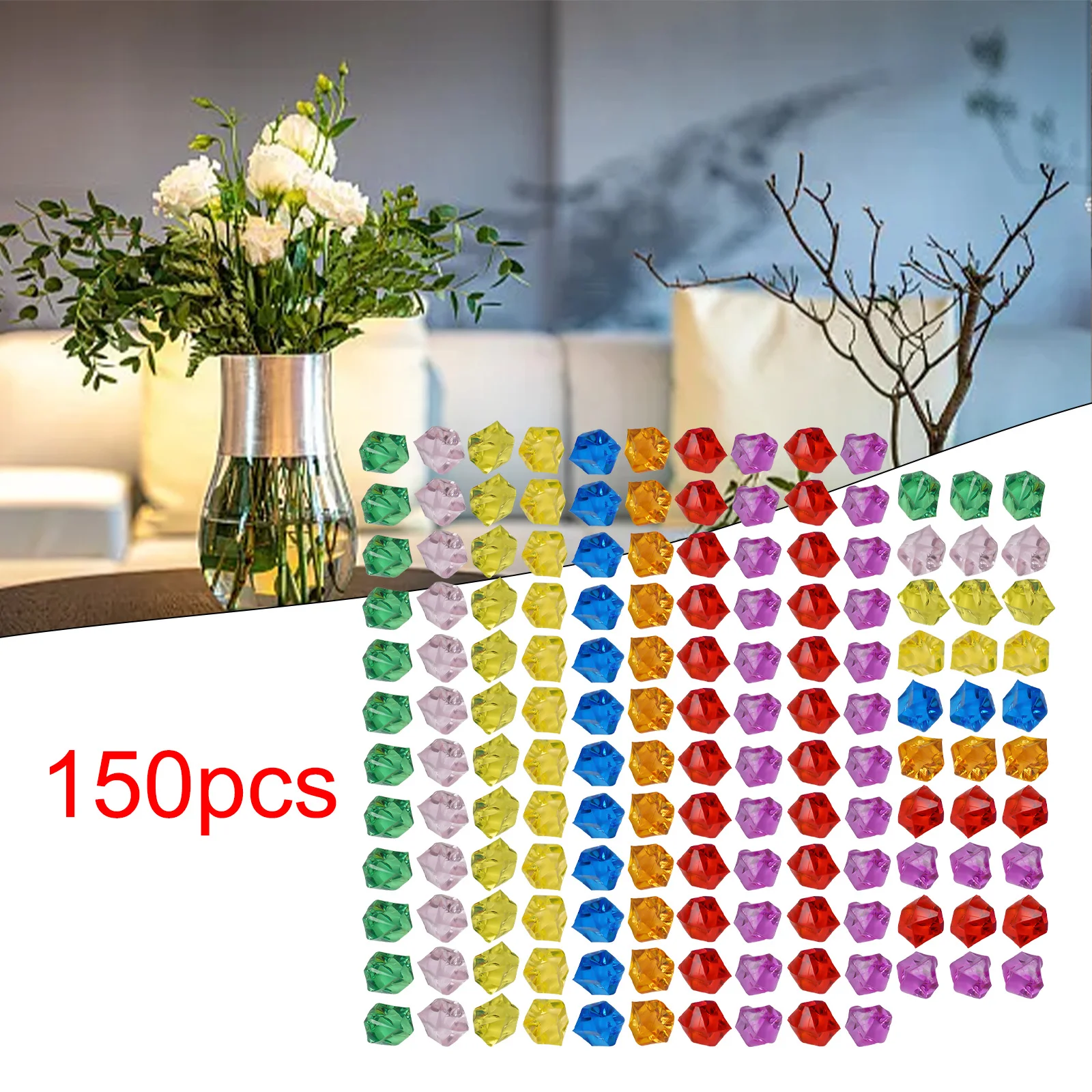 Gorgeous Acrylic Gem Stone Ice Rocks For Vase Plant Decoration Beautifully Shining In The Light Assorted Color Options 150pcs