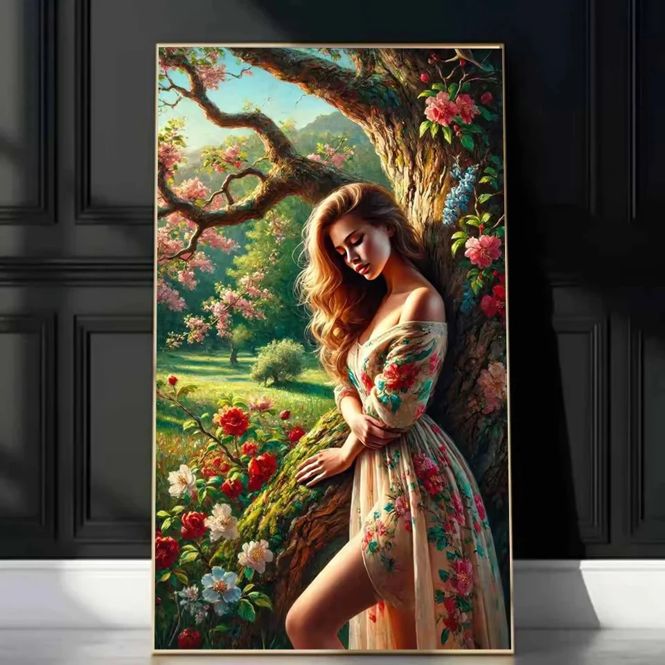 

Алмазная вышивка 5D большая DIY красивая женщина весенние цветы пейзаж алмазная живопись искусство 5D горный хрусталь мозаика вышивка крестиком