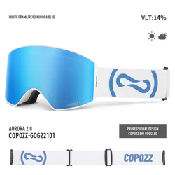 COPOZZ New Magnetic Ski Goggles Quick-Change Anti-fog UV400 Snowboard Goggles Double Layer Lens Ski Eyewear For Men Women Male