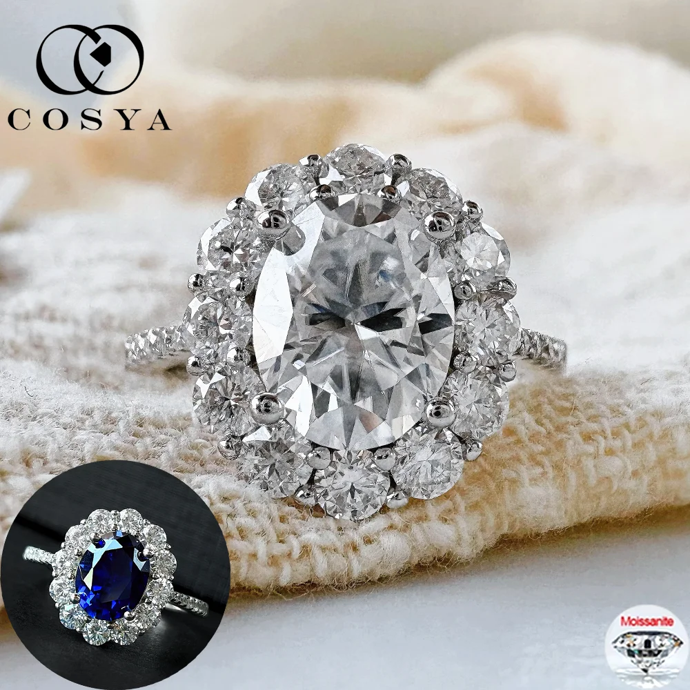 

COSYA 7*9 мм 2,988cttw кольцо с муассанитом овальной огранки для женщин D цвет S925 серебро сверкающее лабораторное бриллиантовое свадебное обручальное кольцо ювелирные изделия