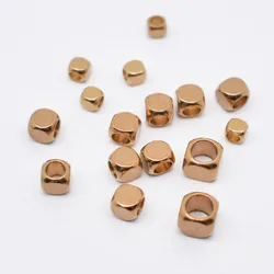 50Pcs Brass Metal Cube Spacer Beads DIY Bracelet Necklace Accessories Big Hole Loose Square Beads For DIY Jewelry Making