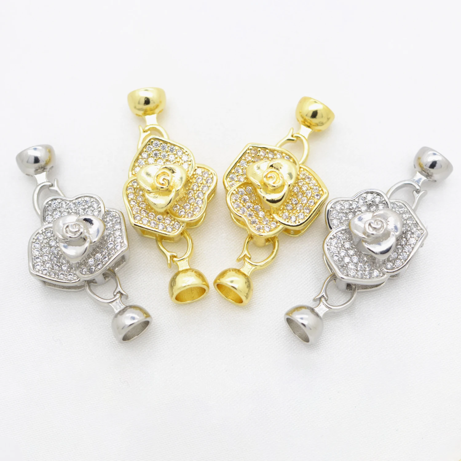 Butterfly Flower Jewelry Accessories Fine Insect Flower Connector Gold Silver Color Buckle Fastener Handmade Bracelet Clasps