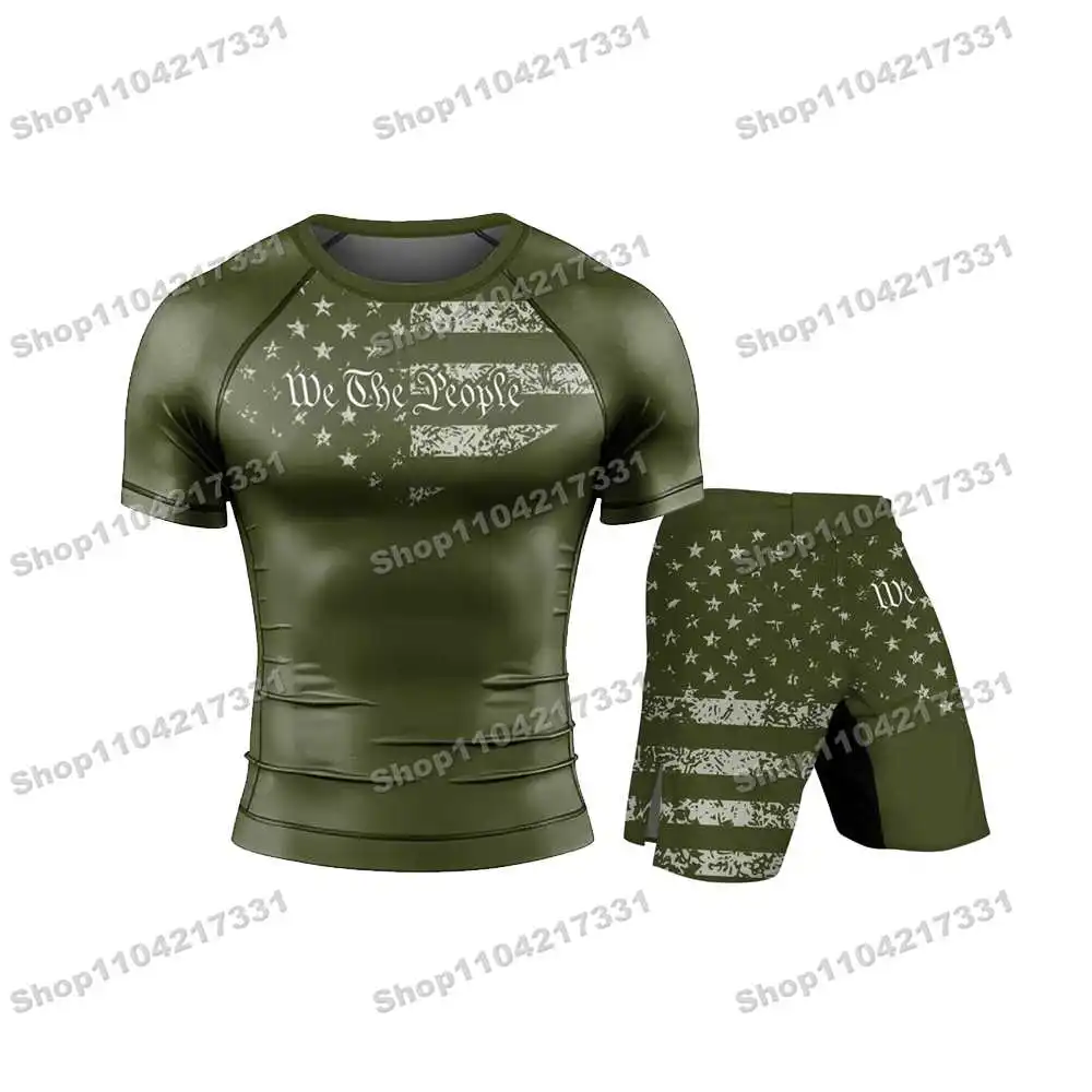 1th Spring Newly Rash Guards Surfing Jersey Beach Shirts Swimwear Diving Gym Shorts MMA BJJ Men Jiu Jitsu Fitness Sets