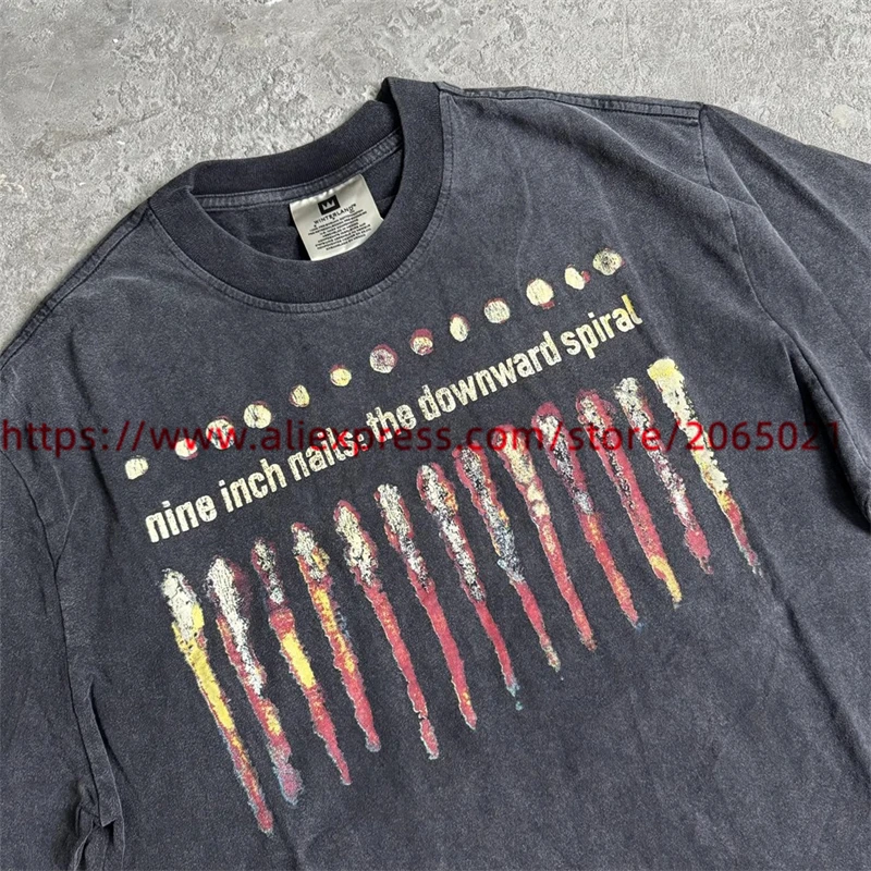 Nine Inch Nails Vintage Oversize T Shirt Men Women Top Quality Washed Tees Tops T-Shirt