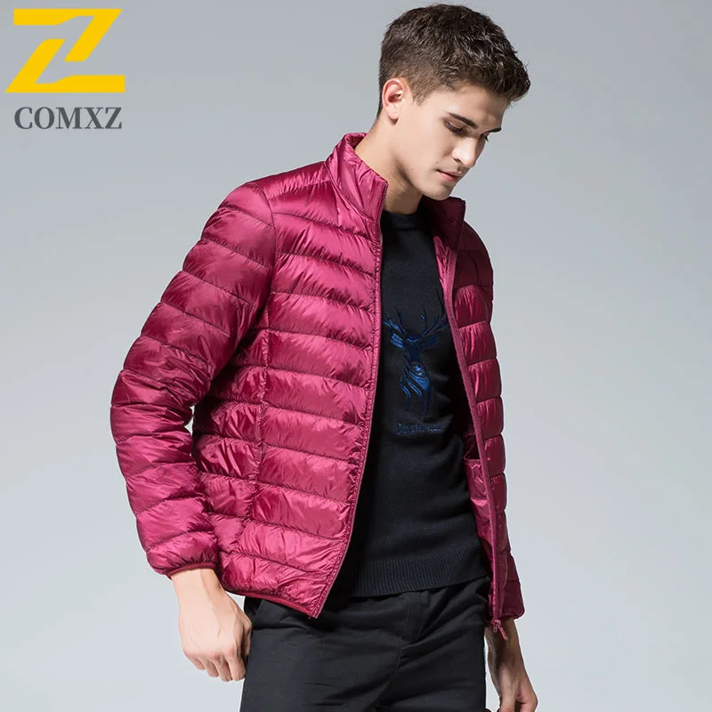 Homens jaqueta 2025 90% pato branco para baixo moda leve algodão veludo quente jaqueta de algodão ao ar livre casual inverno casaco com zíper