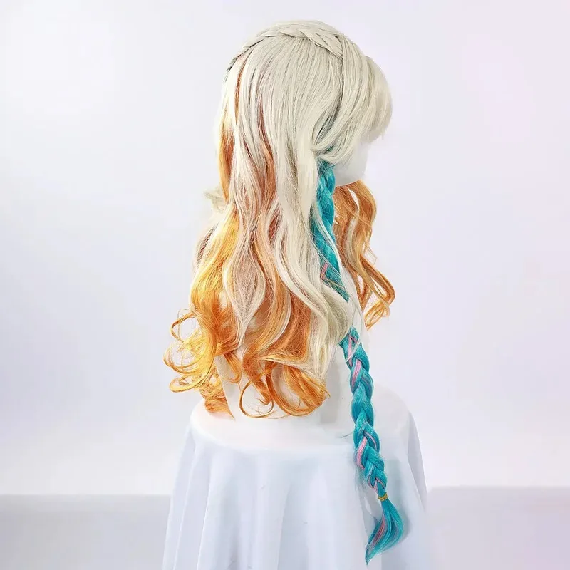جينشين إمباكت زييلونين شعر مستعار كوسبلاي ذهبي أصفر طويل شعر وردي أزرق جديلة لعبة ساخنة Natlan حفلة الهالوين لـ Wom8;c'4,t;6.j'2;
