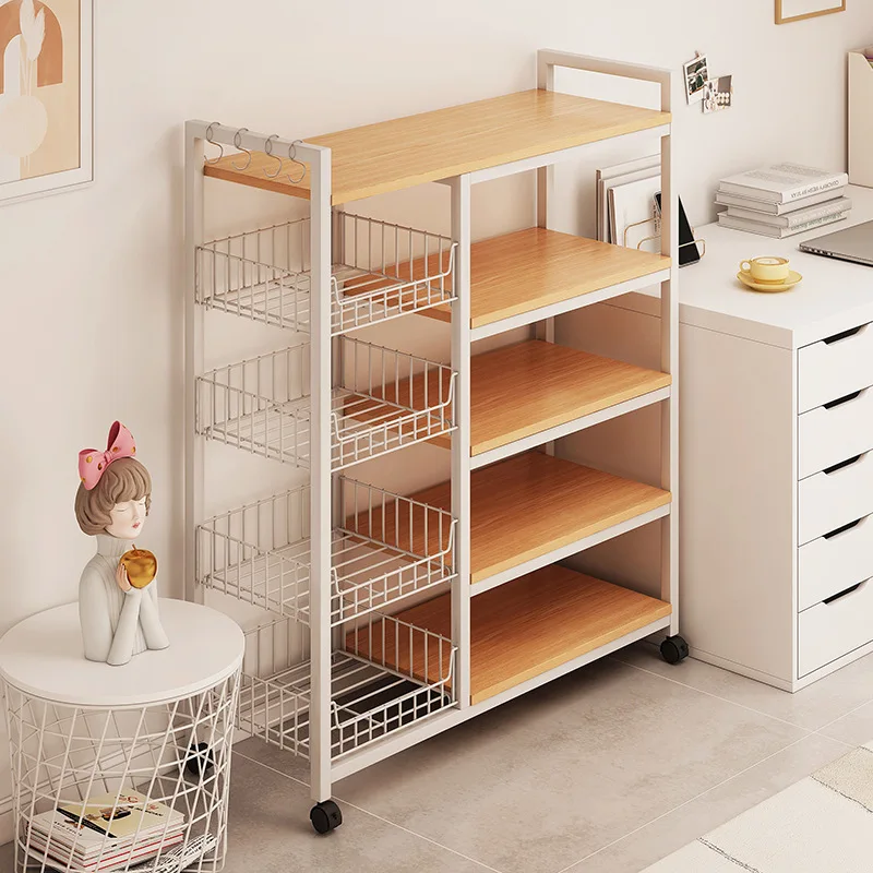 Steel bookshelf storage in living room, multi-level storage, simple office floor to floor iron storage