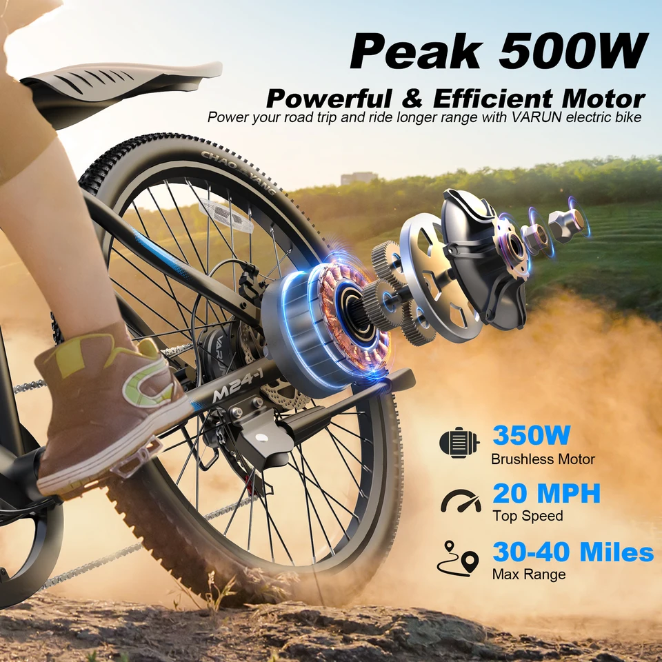 VARUN M24-1 Adult Electric Bike, 500W Peak Power Electric Road Bike, 36V 7.8Ah Battery, 24-inch E-Bike, Max Speed 32km/h image 6