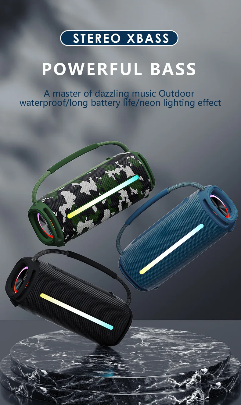 

Новый беспроводной Bluetooth-динамик в частном стиле, RGB светодиодная мелодия, красочный портативный уличный водонепроницаемый сабвуфер IPX6, Bluetooth-динамик