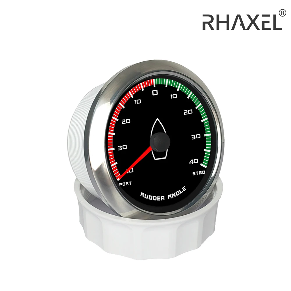 RHAXEL Rudder Angle Gauge 0-190ohm Signal with Red Backlight 12V 24V Universal 85mm for Marine Boat Passenger Ships