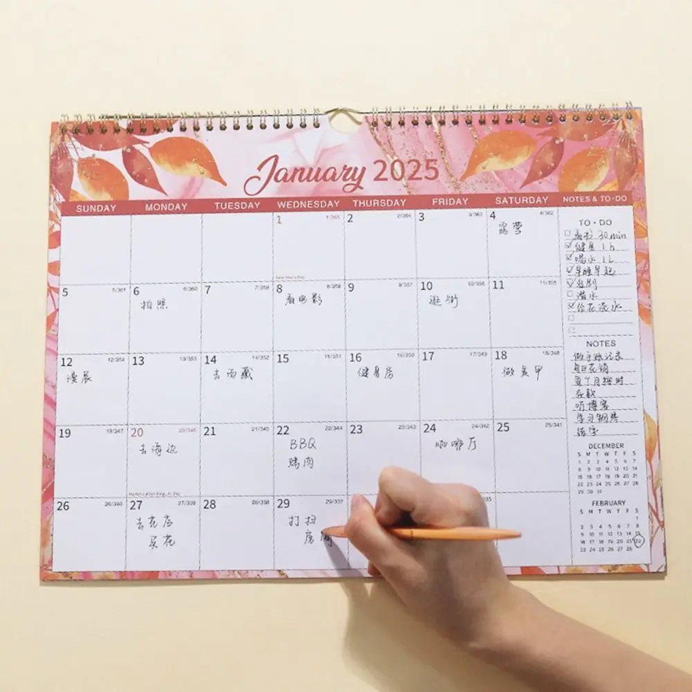 12 Months English Wall Calendar INS Creative 2025 Wall Calendar Notes To Do List Calendar Planner Student Gift