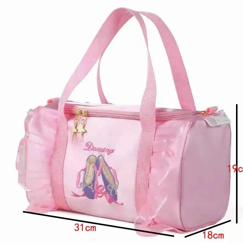 Personalized Kids Dance Bag for Girls Ballerina Bag Pink Lace Duffel for Ballet Class Crossbody Name Embroidery Ballet Handbag