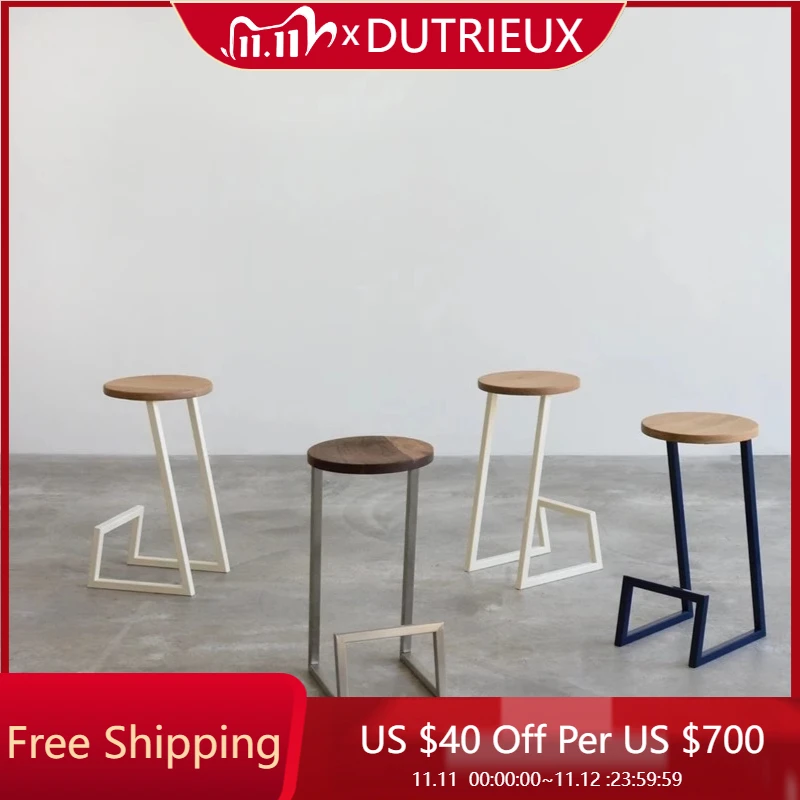 

Fashion Creative Bar Chairs Single Party Ergonomic Lounge Bar Stools Solid Wood Comfortable Restaurante Muebles Home Furniture