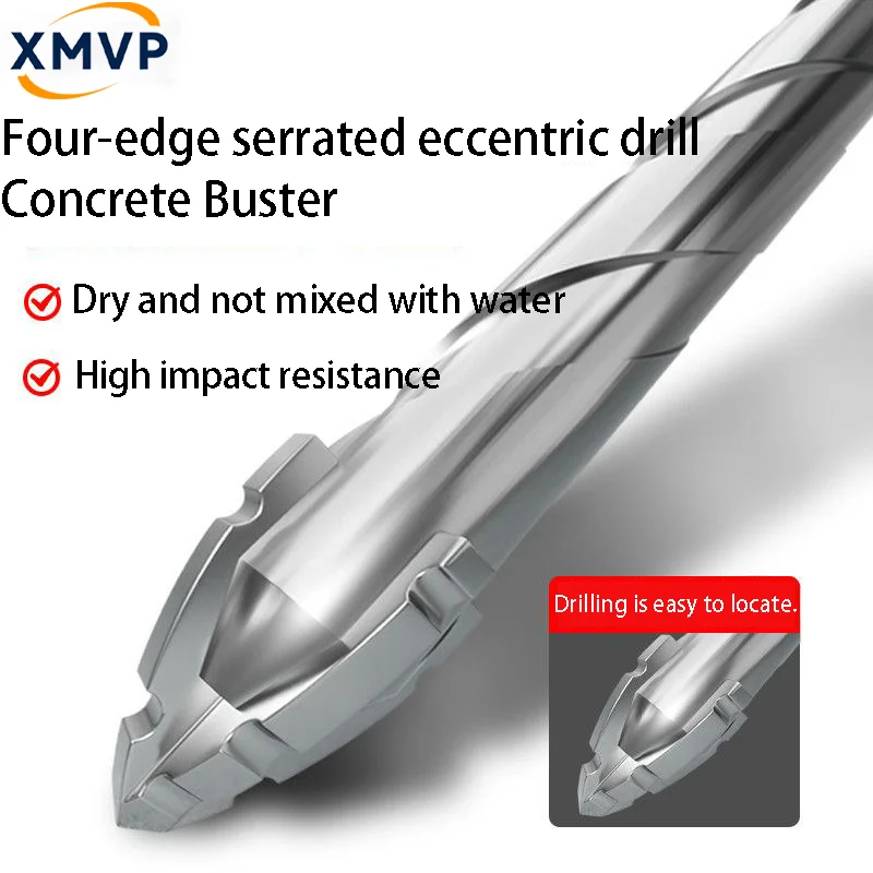 Super-hard serrated drill for dry cutting tiles without cracking concrete. Tungsten steel alloy with sharp and wear-resistant pr