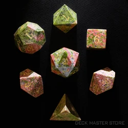 Unakite Dice Polyhedral Gemstone Various Shapes Digital D20 DnD Dice for D&D TRPG Tabletop Games Board Games Dice