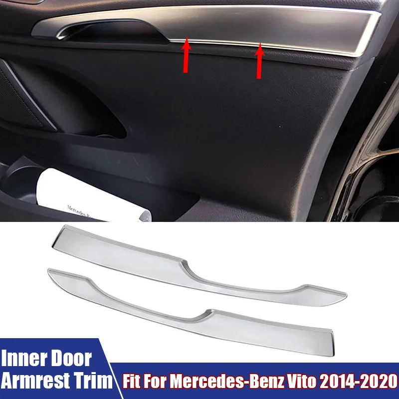 

Car Door Interior Decoration Armrest Cover Fit For Mercedes-Benz Vito 2014-2020 ABS Siver Front Door Armrest Protector Covers