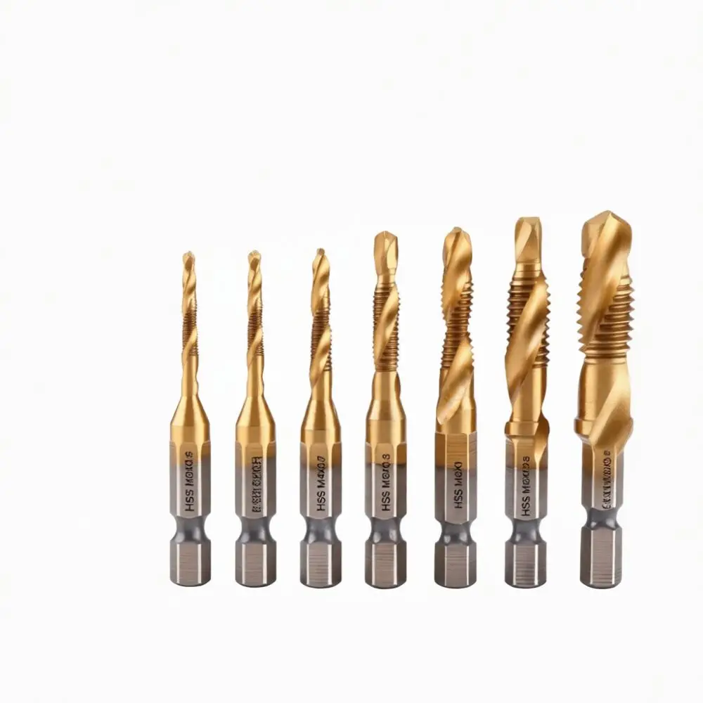 Multi Functional Hex Shank Drill Tap Bits Set Spiral Flute Threading Cutting Tool For Metal Processing Workshop Equipment