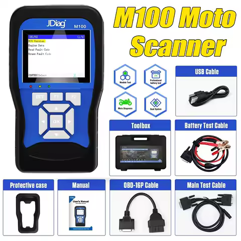 JDiag M100 OBD2 Diagnostic Scanner Moto Scan Fault Diagnostic Tool Code Reader For KTM Yamaha Kawasaki Suzuki Honda Motorcycle