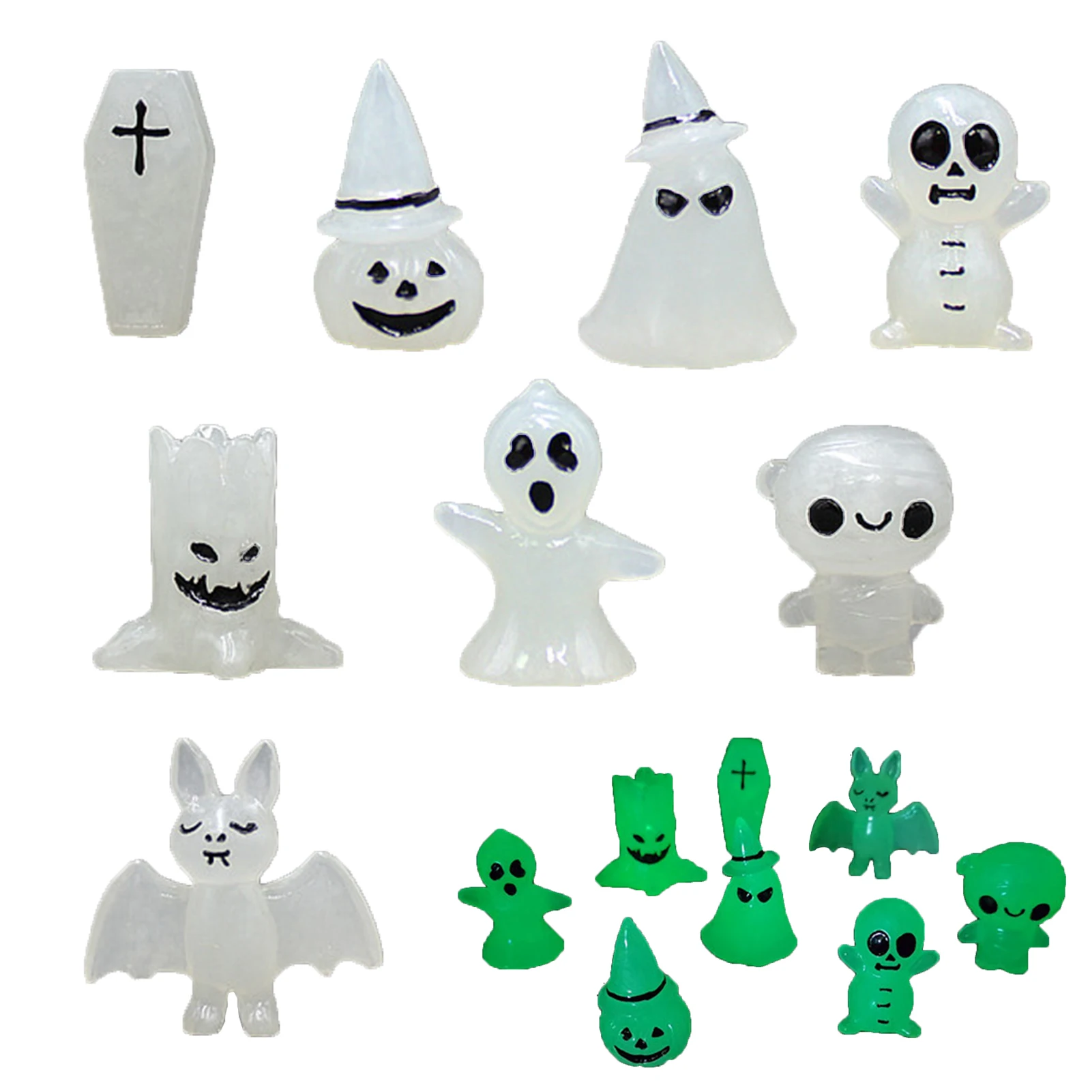 

8pcs Halloween Luminous Tree Spirit Miniature Figurines Gardening Landscape Garden Resin Statues Figures Potted Garden Decor