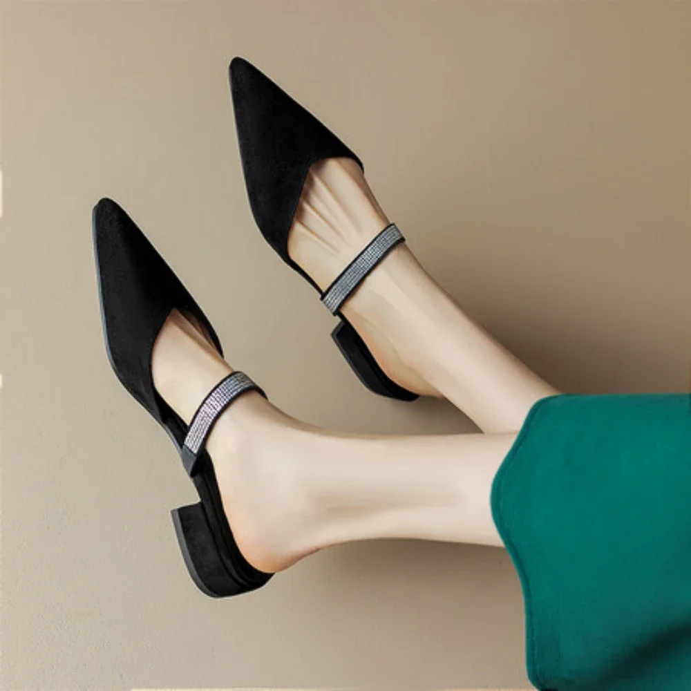 

Весенне-летние замшевые тапочки на плоской подошве, женские модные пляжные сандалии, сандалии-мюли, женская обувь