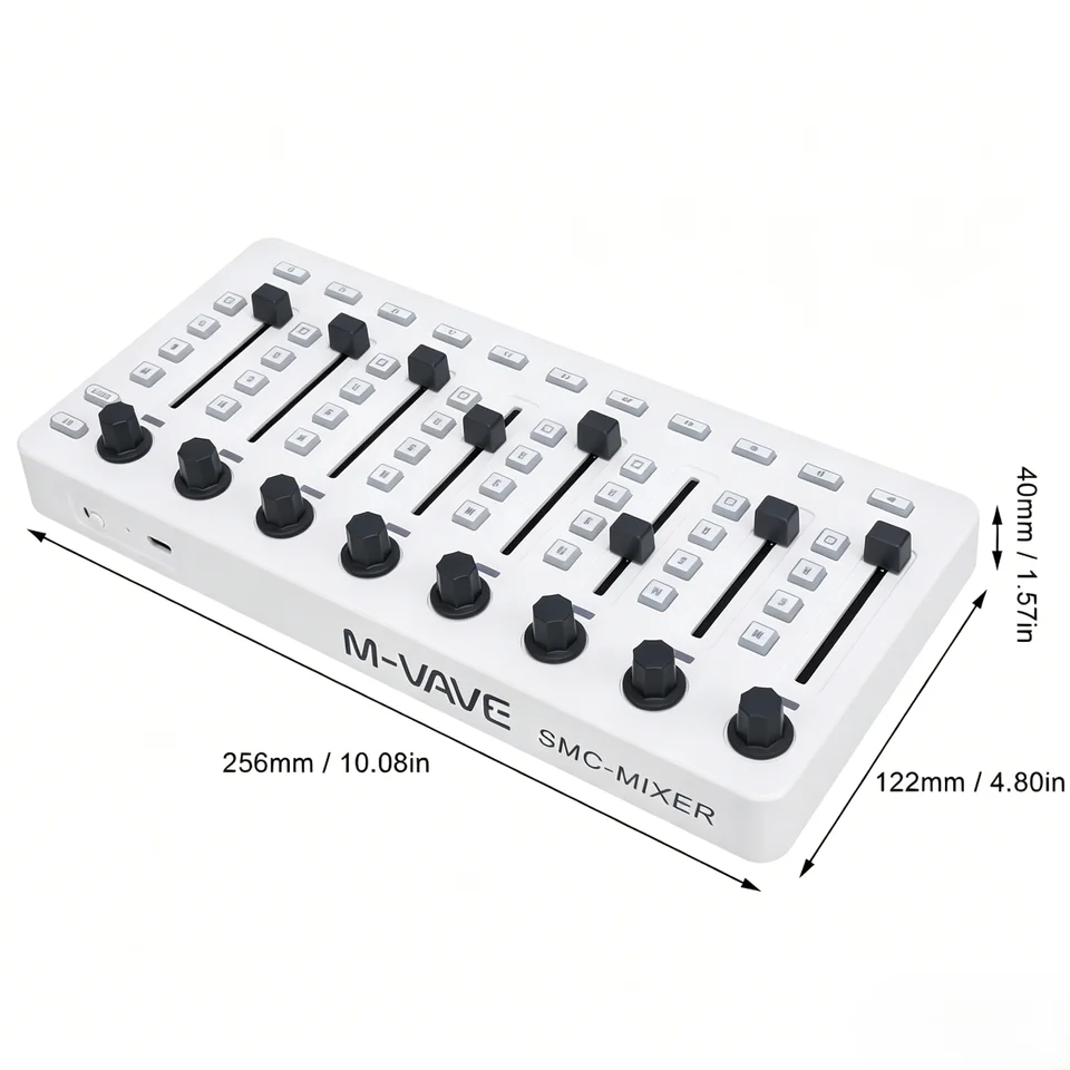 M-VAVE SMC-MIXER White Portable USB MIDI Keyboard Controller, 8