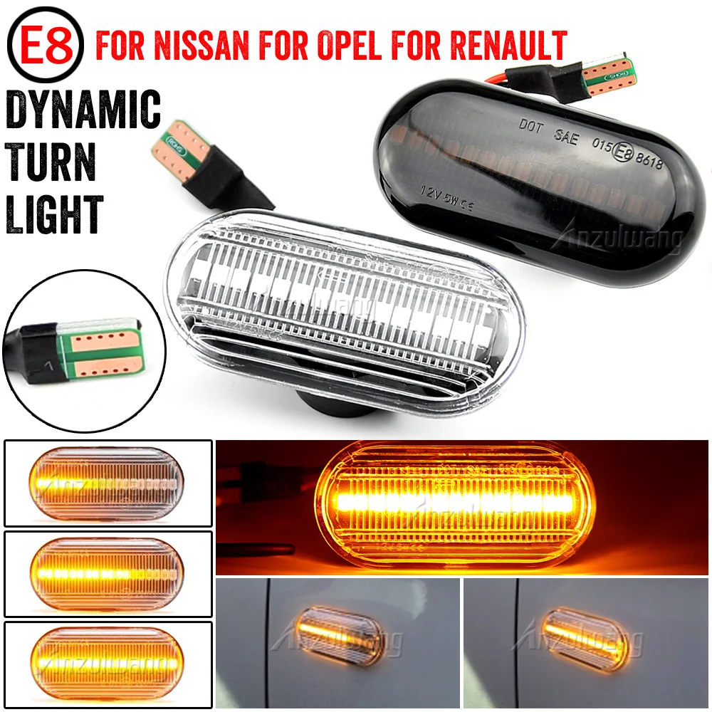 For Dacia Duster Renault Megane 1 Clio1 2 KANGOO ESPACE Smart Fortwo 453 Side Marker Fender Light LED Dynamic Turn Signal Light