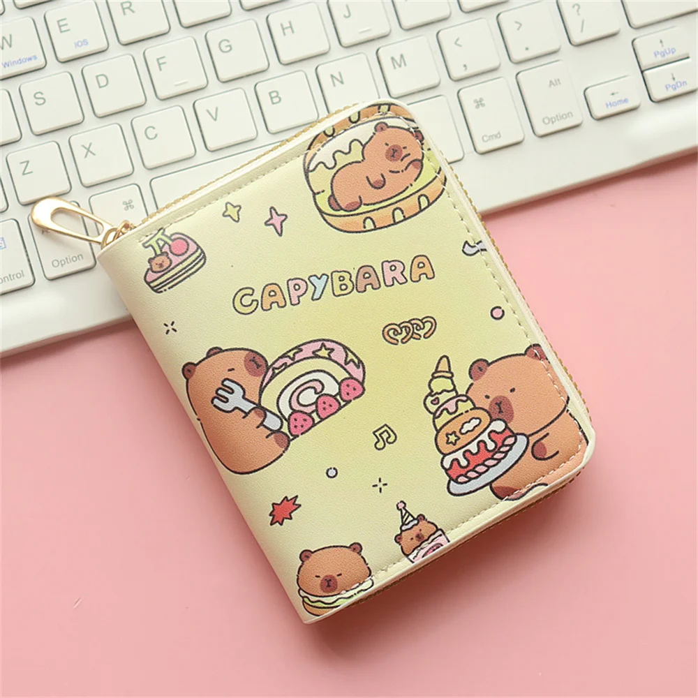 Nowa portmonetka na monety Cute Cartoon Capybara Money Coin Purse PU Leather Zipper Credit Card Holoder INS Style Card Wallets for Girls Students Gift