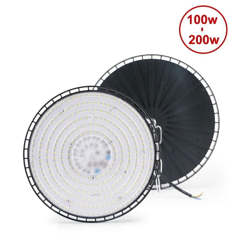 Newest 100/150/200W 220V High Bay Lights UFO LED Warm/White Lights Warehouse Garage Lights Super Bright Industrial Lighting Hot