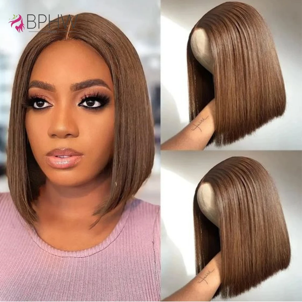 Brown Colored Wigs Straight Human Hair Wigs Brazilian 13x4 Lace Front Wigs For Women Pre Plucked 4x4 Lace Closure Wig BPHW Hair