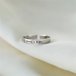 925 Sterling Silver Make A WISH Open Rings For Women Wedding Luxury Engagement Jewelry Accessories Jewellery Money 925