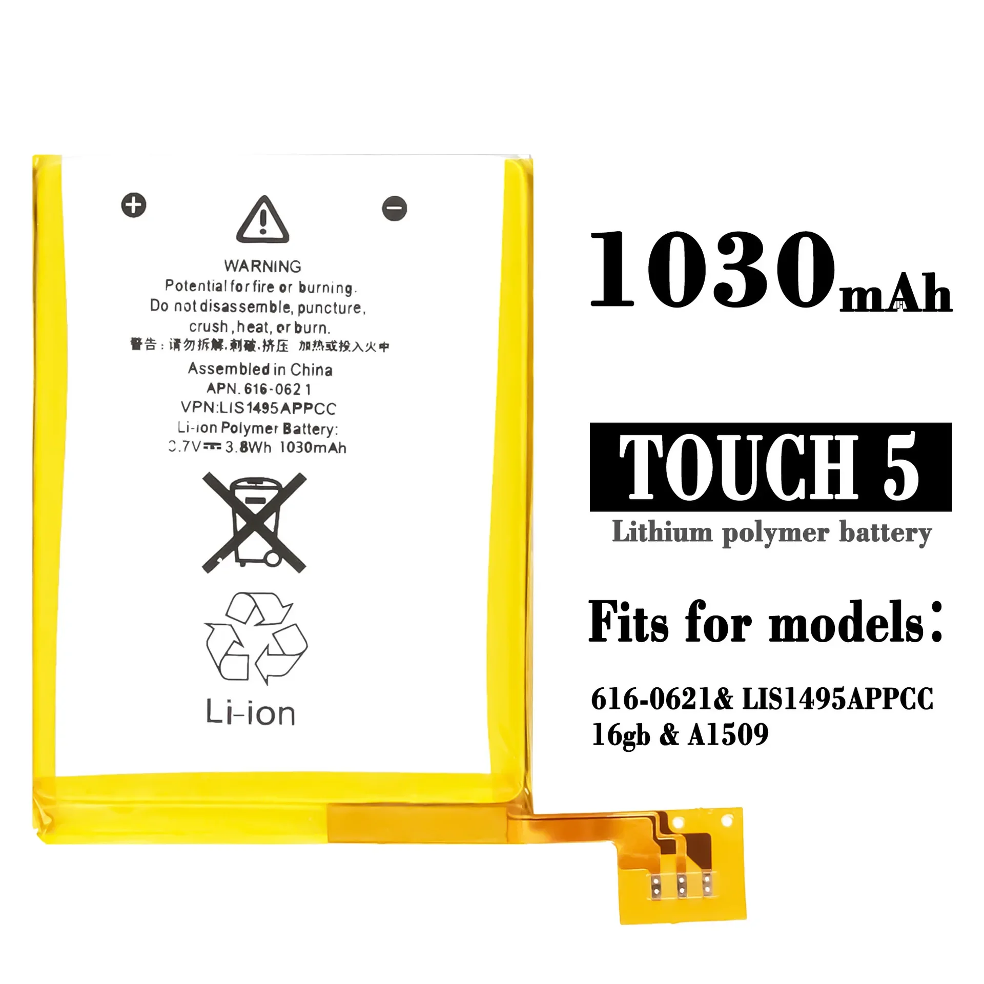 

New Battery 1030mAh 616-0619 A1421 Polymer Battery For IPOD TOUCH 5 5th 616-0621 616-0619 LIS1495APPCC Batteries +Tools