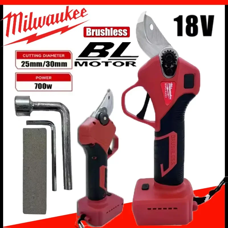 

Milwaukee Brushless Electric Pruner 4 Gears Cordless Handheld Orchard Shrub Pruning Tree Branches Cutter For 18V 20V Battery