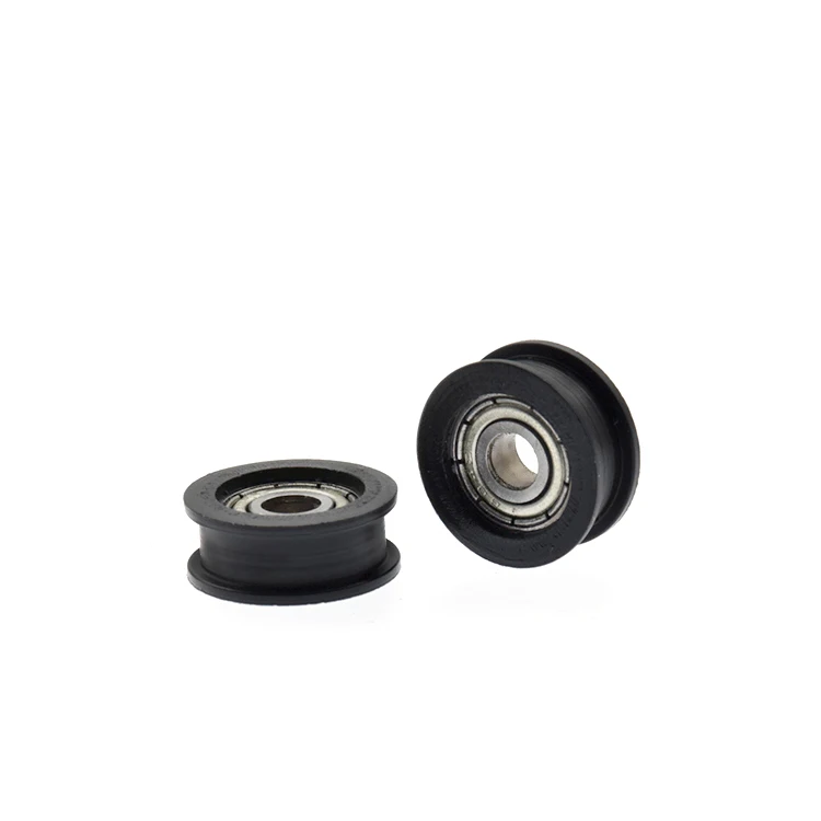 1Pc 4x15x6mm 604zz bearing wrapped plastic pulley H-groove I-shaped flat groove pom engineering plastic rolling wheel