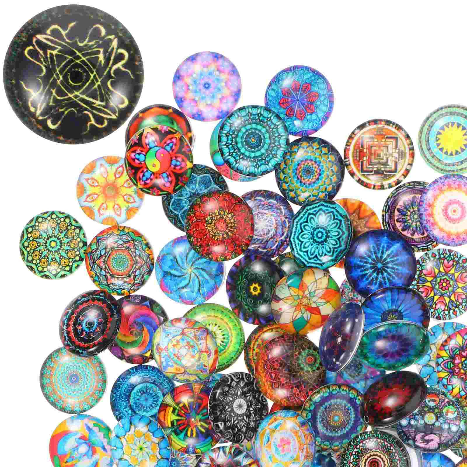 100 Pcs Dome Circle Mirrors Colorful Vase Blue Gems Mosaic Supplies Mixed Tiles Round for Crafts Suite Child