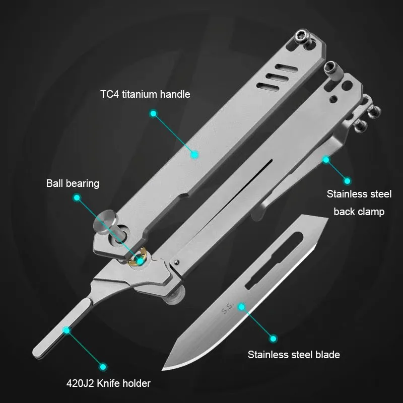 T029/T058 TC4 Titanium Alloy Folding Knife Suitable For A Variety Of Scalpel Blades Mini Portable EDC Utility Knife Holiday Gift