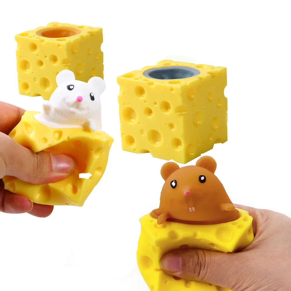 Pop Up Divertente Topo E Blocco di Formaggio Spremere Giocattolo Antistress Nascondino Figure Sollievo dallo stress Agitarsi Giocattoli per Bambini Adulti